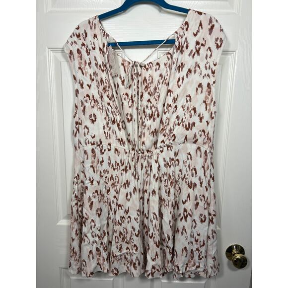 NWT Free People Printed Mini Short Dress Ivory Combo Medium Open Back Coastal - Picture 5 of 10